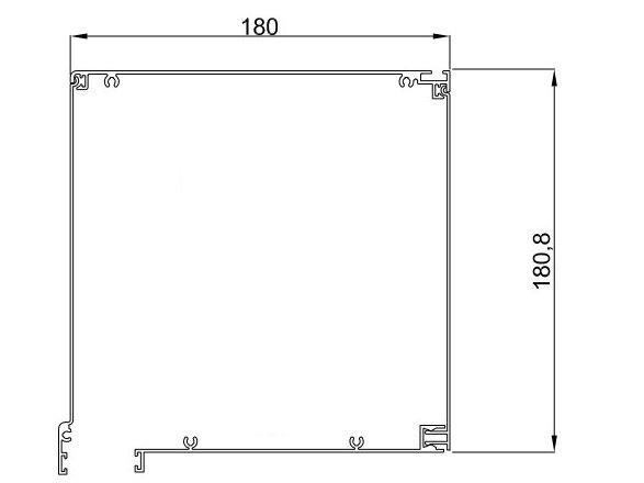 Επικαθήμενο - εξωτερικό κουτί ρολών αλουμινίου διαστάσεων 180x180mm Κουτί ρολών διαστάσεων 180x180mm